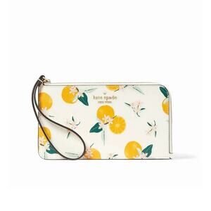 NWT Kate Spade New York Women's Lucy Orange Toss Printed Medium L-zip Wristlet